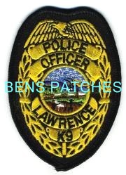 KANSAS,LAWRENCE POLICE K-9 BADGE PATCH 1_wm
